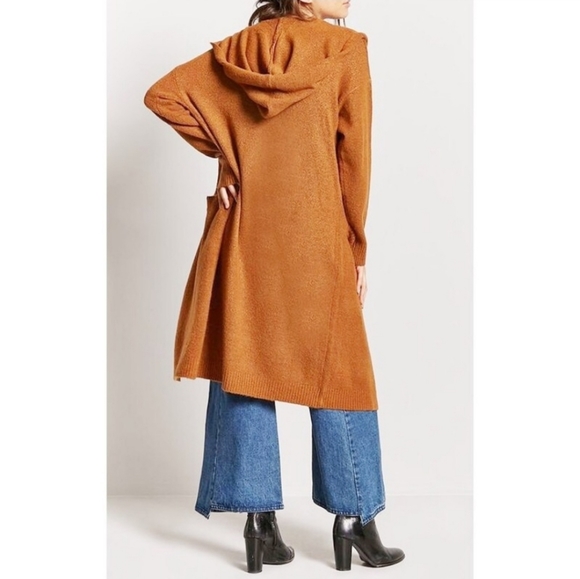 Forever 21 Longline Mustard Gold Duster Cardigan M - Picture 3 of 13